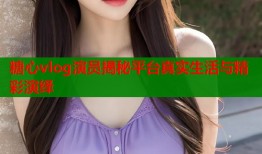 糖心vlog演员揭秘平台真实生活与精彩演绎
